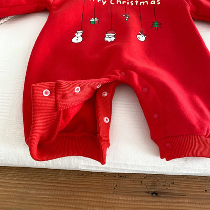 Cozy Baby Christmas Cartoon Hooded Bodysuits