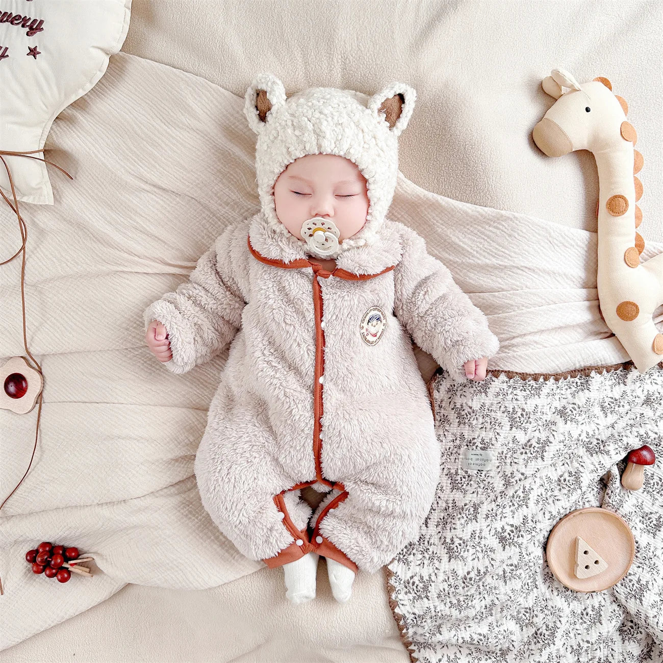 Winter Fleece Jumpsuit Multi-color One-piece Coat