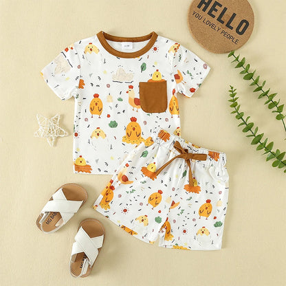 Short Sleeve Cartoon T-Shirt and Shorts