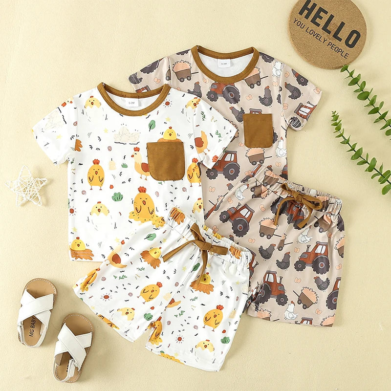 Short Sleeve Cartoon T-Shirt and Shorts