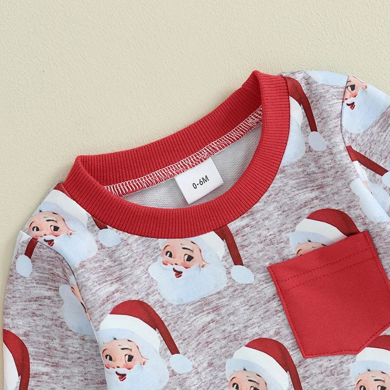 Christmas Clothes Cartoon Santa Long Sleeve Set