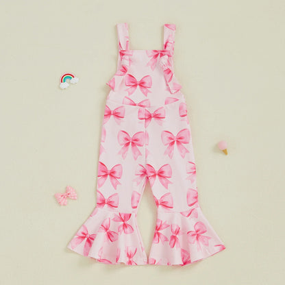 Bell-Bottom Jumpsuit Bow/Watermelon/Strawberry Square Neck