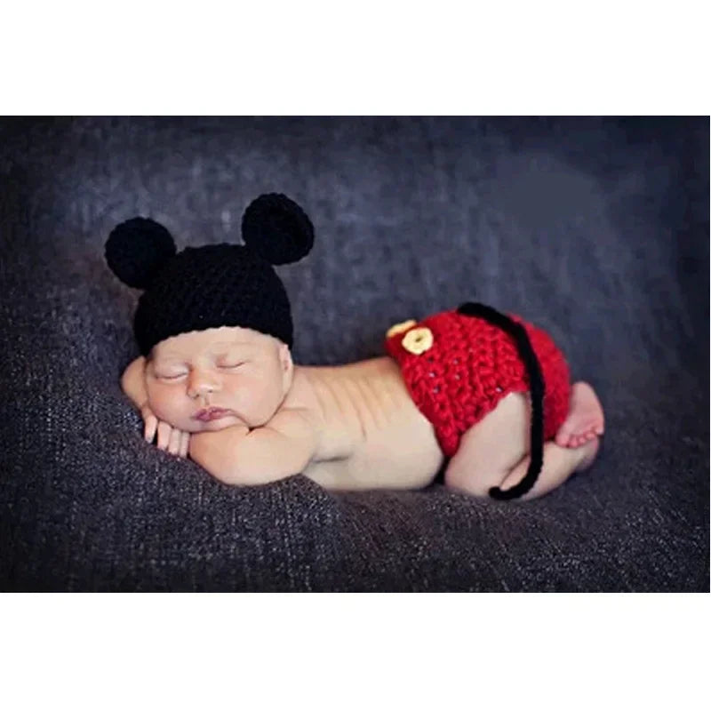 Lovely Dog Photo Shoot Props for Newborns Photography Accessories Boy Girl Birth Clothes Set New Born Knitted Costume Outfit