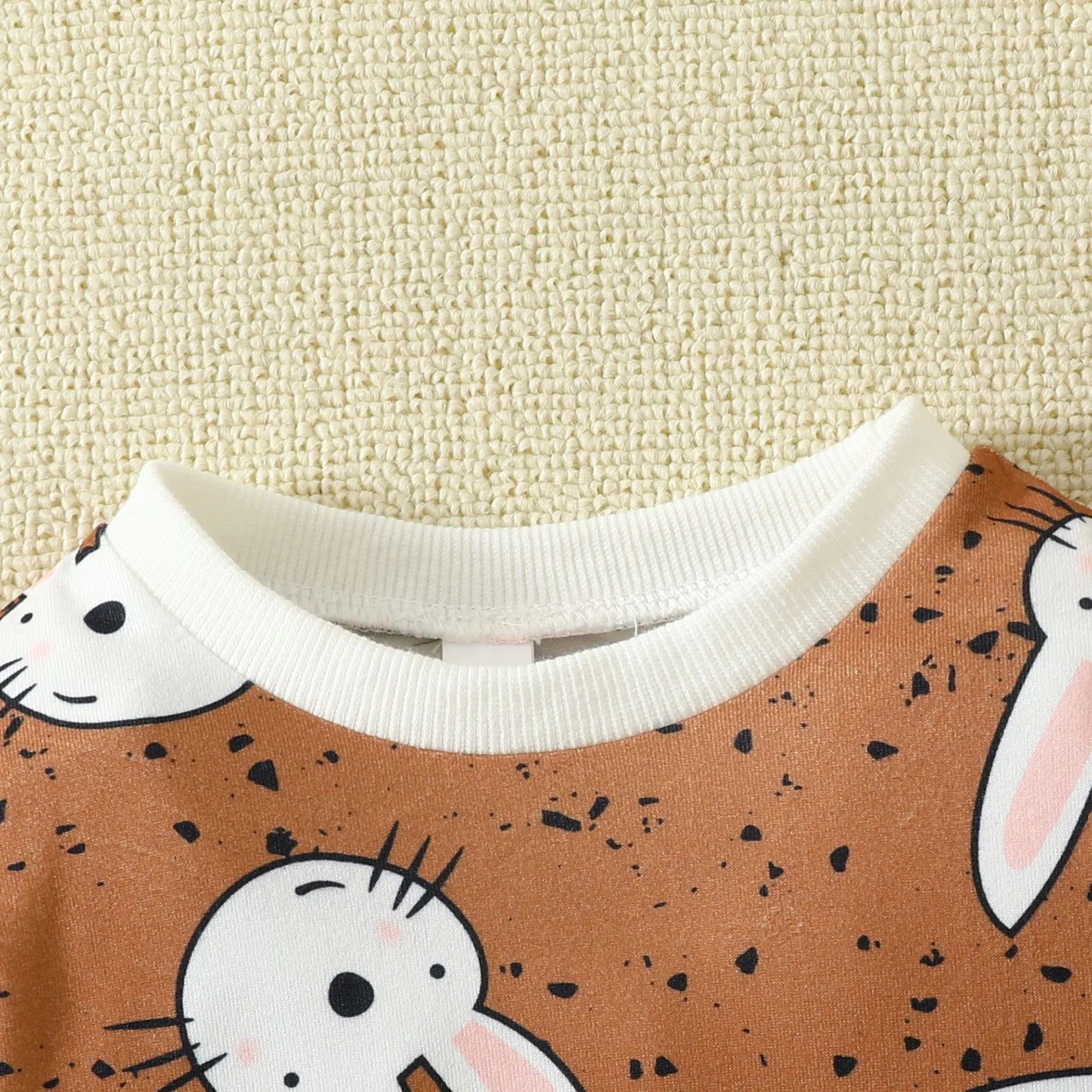 Bunny Print Short Sleeve Rompers