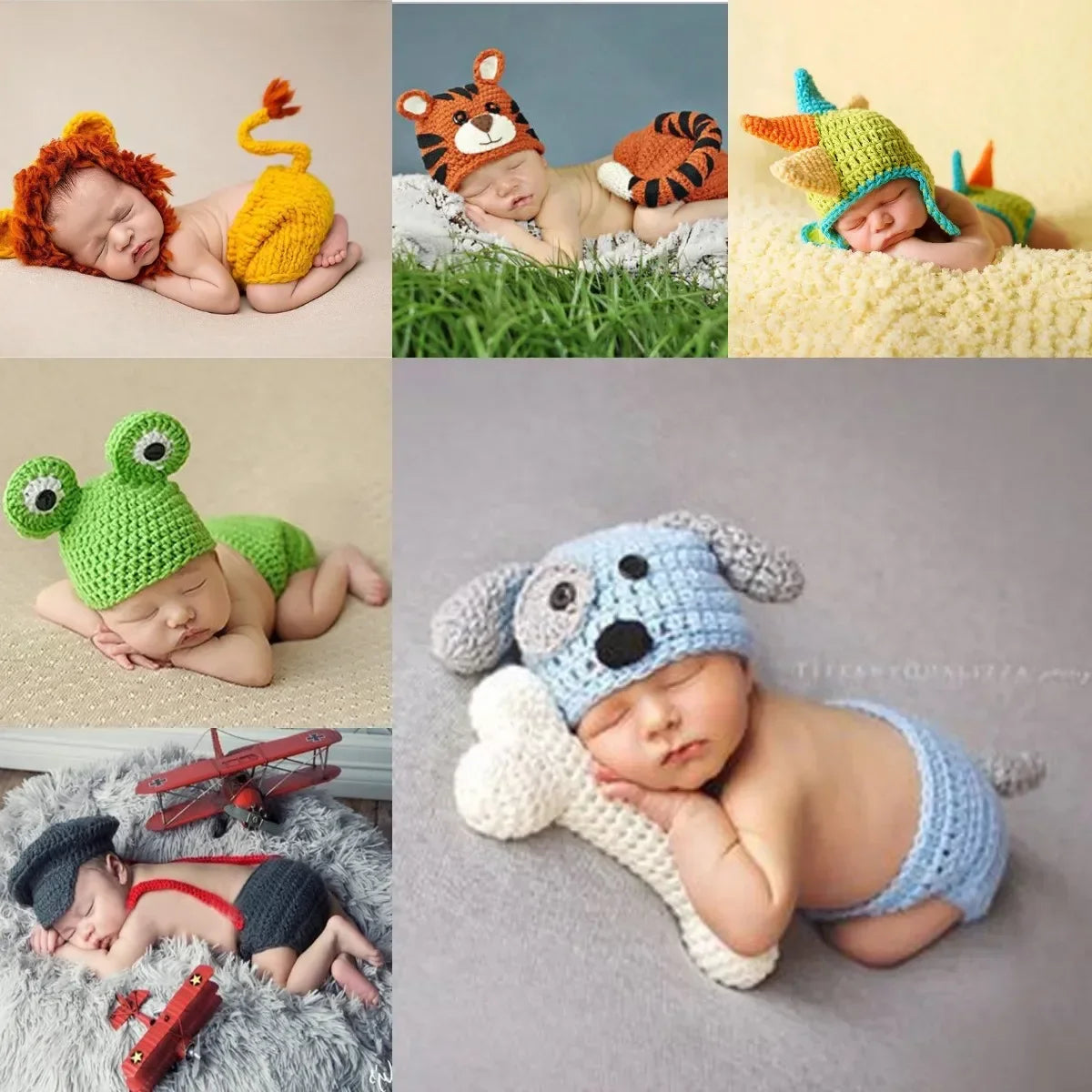 Lovely Dog Photo Shoot Props for Newborns Photography Accessories Boy Girl Birth Clothes Set New Born Knitted Costume Outfit