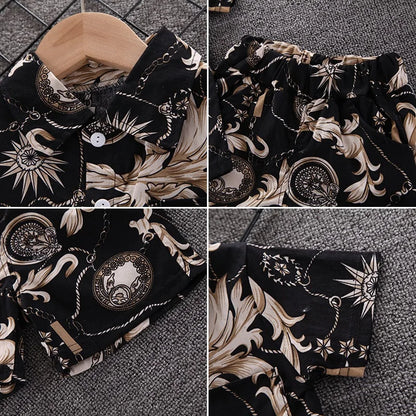Summer Toddler Baby Boy's Suit Fashion Print Clothes Set Shirt Top Shorts 2PCS Clothing Set For Boys Infant Suits Kids Clothes