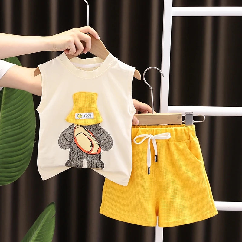 New Summer Baby Girls Clothes Children Boys Vest Shorts 2Pcs/Sets Infant Outfits Toddler Casual Sports Costume Kids Tracksuits