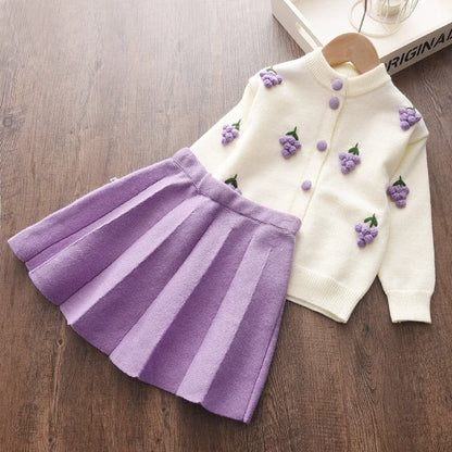 Bear Leader Kids Christmas Sweet Knitwear Suits Girls Baby Plaid Sweaters Coats Suspender Dress Outfits Princess Clothes Sets
