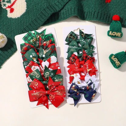 6PC Christmas Hair Bows