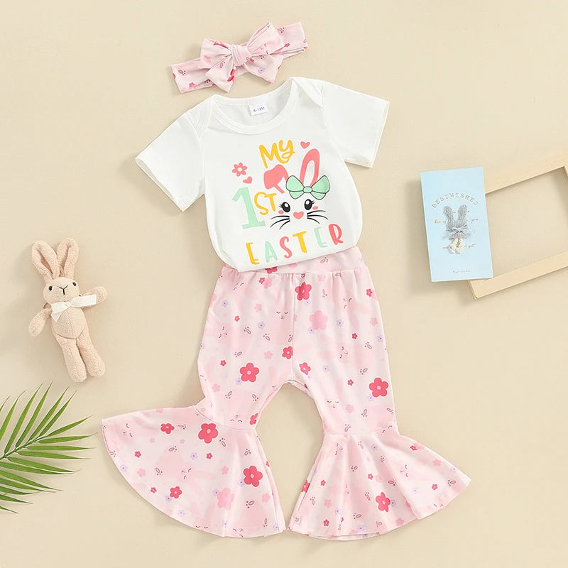 My first Easter short sleeve romper with flare pants