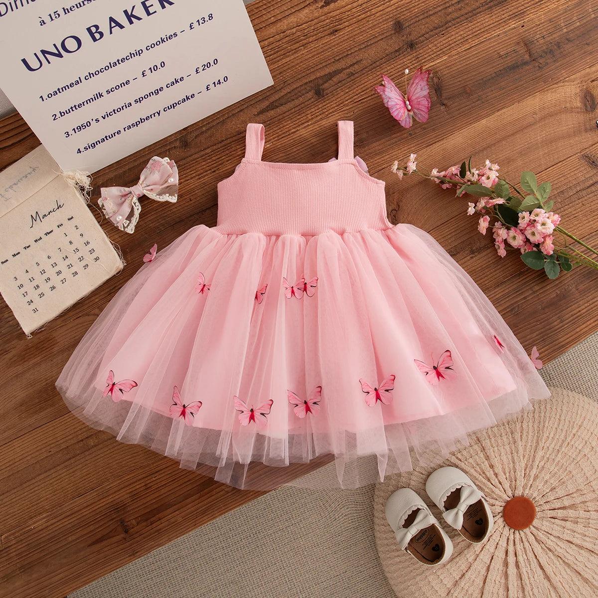 Floral Patterns And Bows Halter Puffy Girl Dress