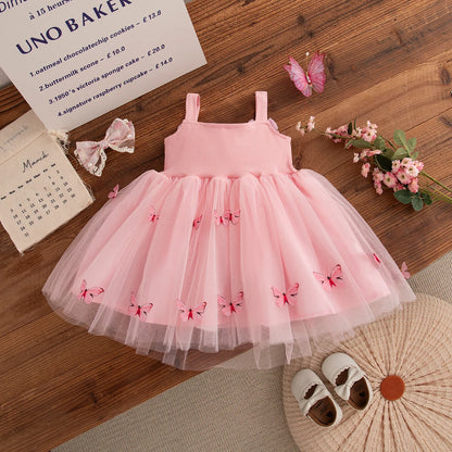 Floral Patterns And Bows Halter Puffy Girl Dress