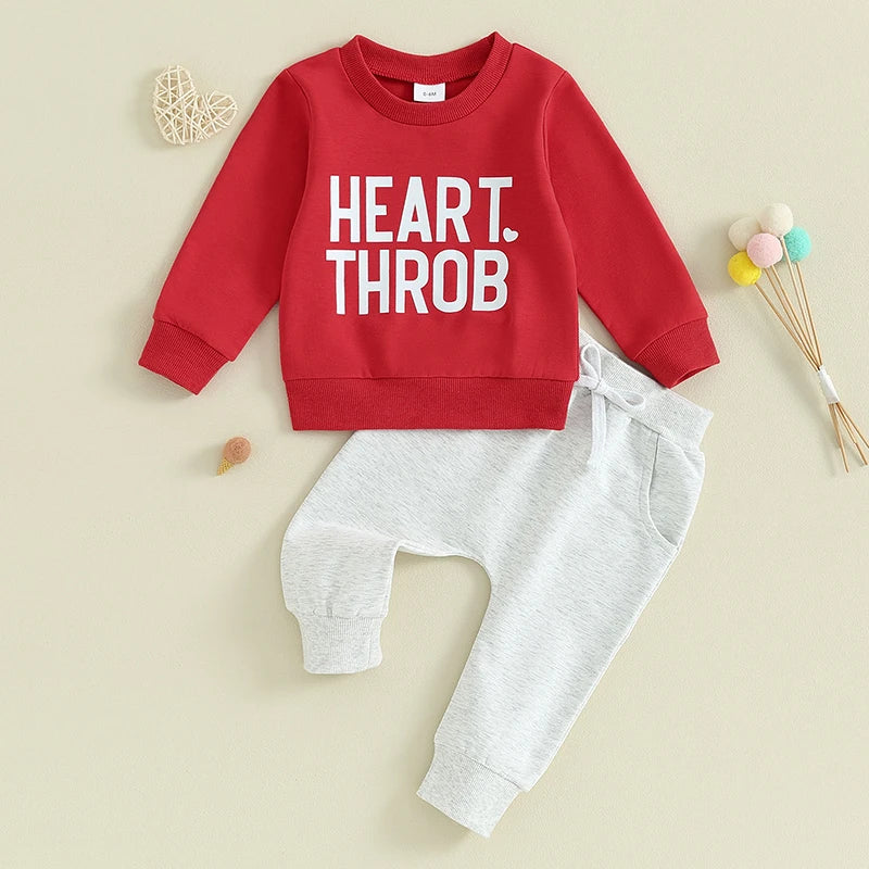 Toddler Valentines Day Outfit “heart throb” sweatshirt