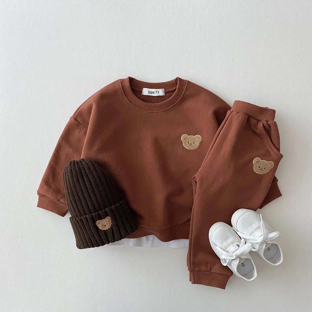 Toddler Bear Sweatshirt Pants 2Pcs Outfits