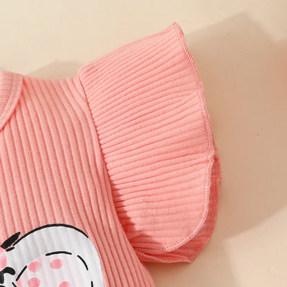 2pcs, Adorable Baby Girls Elephant Pattern Top and Skirt Set with LaceSleeves -Perfect for Summer!