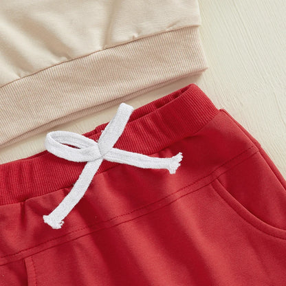 Long Sleeve Embroidery Letters Car Sweatshirt with Sweatpants Valentine’s Day Outfit