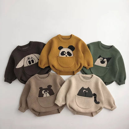 Kids Clothes Sweaters Cartoon Boys Knitwear Korean Style Children Pullover Outwear