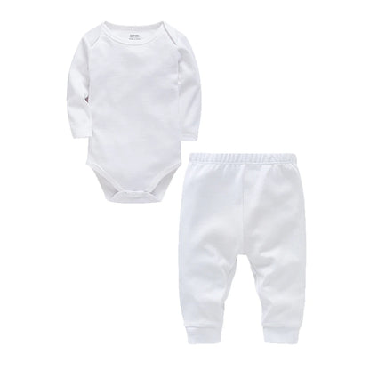 100% Cotton Plain Baby Romper+Pant Bodysuit