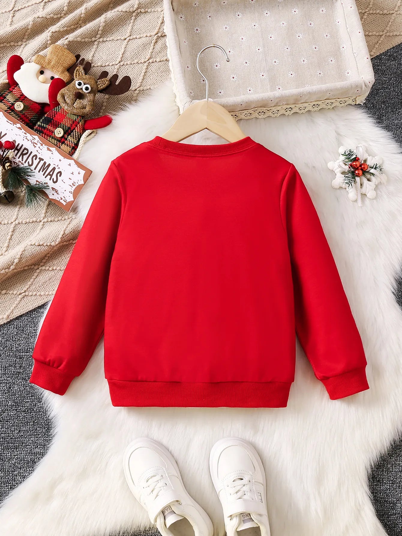 Girls fashion Christmas themed full-body print casual party style pullover hoodie