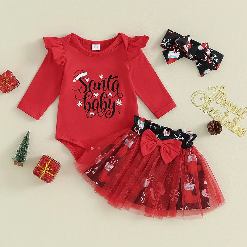 Baby Girl Christmas Joyful Letters Outfit