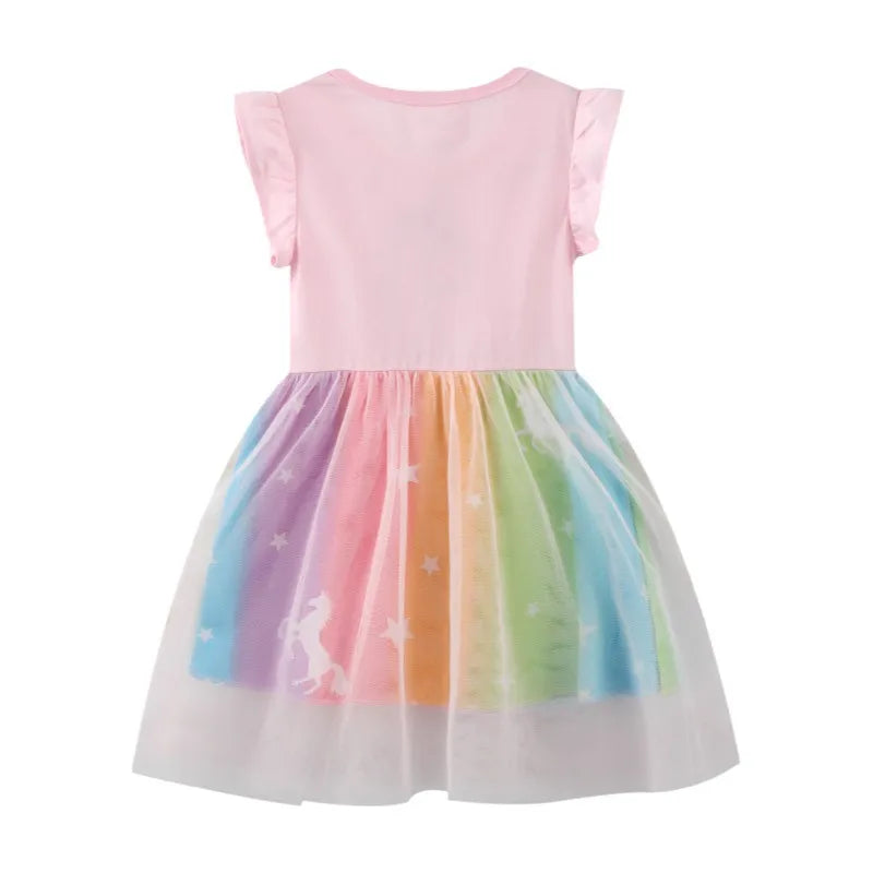 Toddler Girl Unicorn Print Butterfly Princess Dress