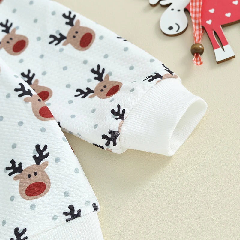 Reindeer Cartoon Christmas Print Outfits