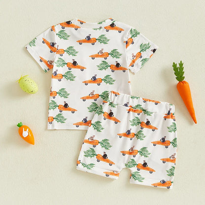 Crew Neck Short Sleeve T-Shirt with Shorts Set