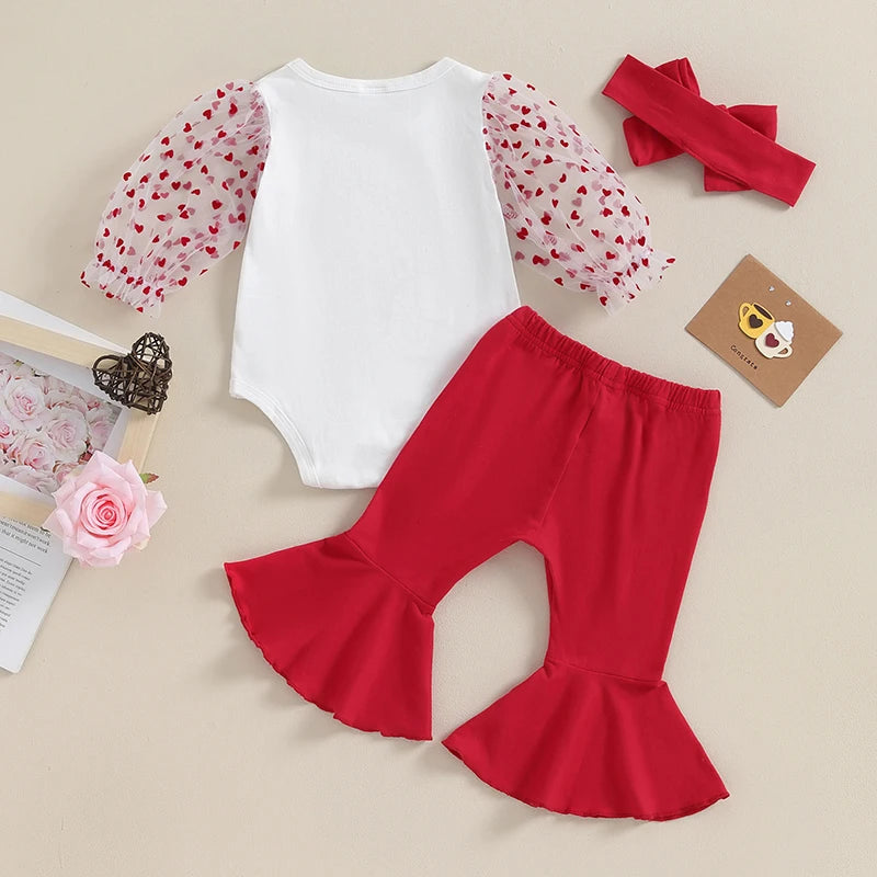 Valentine’s Day Outfits  0-18M Newborn Baby Girls 3Pcs Clothes Sets