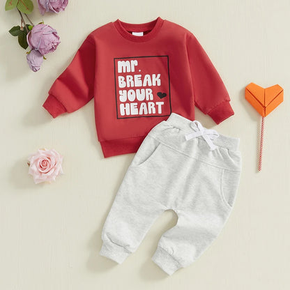 Valentine’s Day Outfits Long Sleeve Sweatshirt and Pants Set