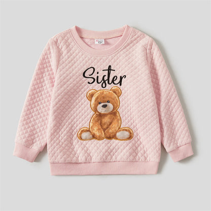 PatPat Family Matching Bear Print Long-sleeve Tops