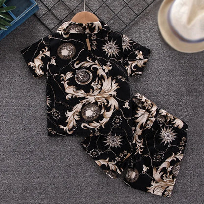 Summer Toddler Baby Boy's Suit Fashion Print Clothes Set Shirt Top Shorts 2PCS Clothing Set For Boys Infant Suits Kids Clothes