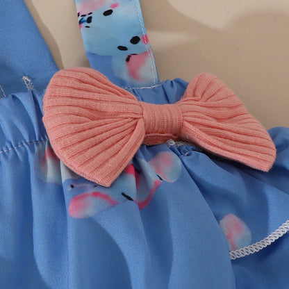 2pcs, Adorable Baby Girls Elephant Pattern Top and Skirt Set with LaceSleeves -Perfect for Summer!