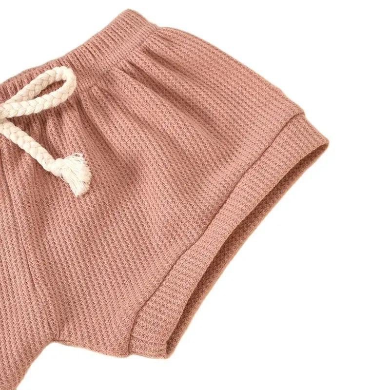 Summer Newborn Baby Girl Set Cotton linen Solid O-neck Short Sleeve Ruffles T-shirt Shorts Suit Infant Clothes Outfit