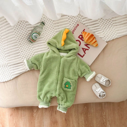 Thickened hooded Dinosaur  Romper