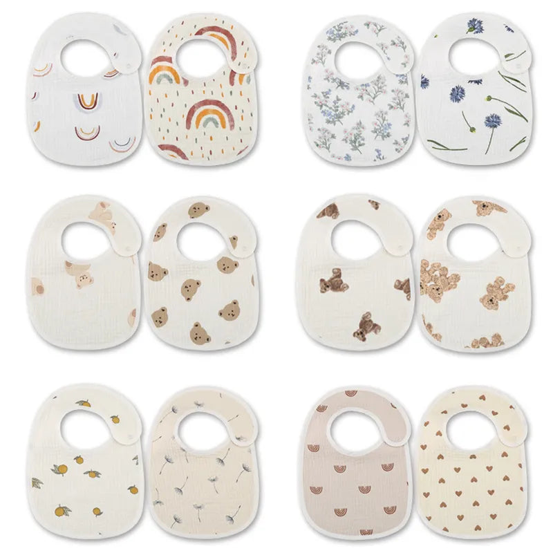 Cotton Waterproof Baby Bibs 2pc