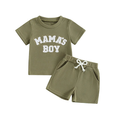 Letter Embroidery Short Sleeve T-Shirt Shorts Set 2Pcs Knit Outfit