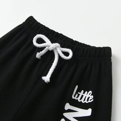 "Little Man" Short Sleeves Letters Printed Tee and Shorts