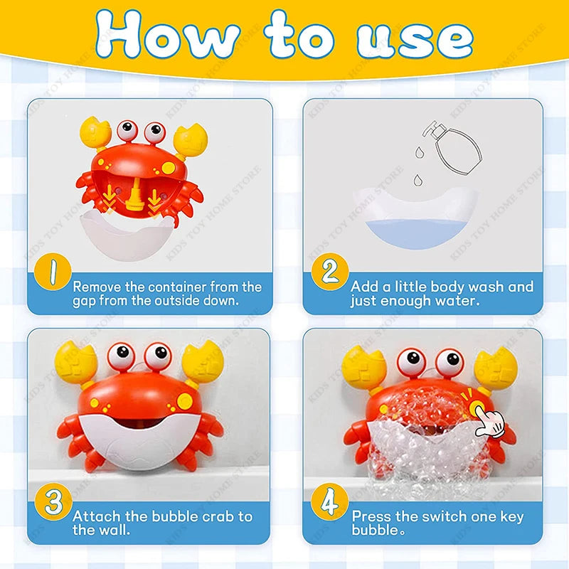 Crab Shaped Baby Bubble Bath Toys with Music Maker for Bathtub Baby Bath Toys Parent Child Toys Bubble Machine During Bath Time