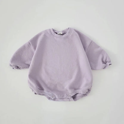 Newborn Infant Baby Solid Color Sweatshirt Romper