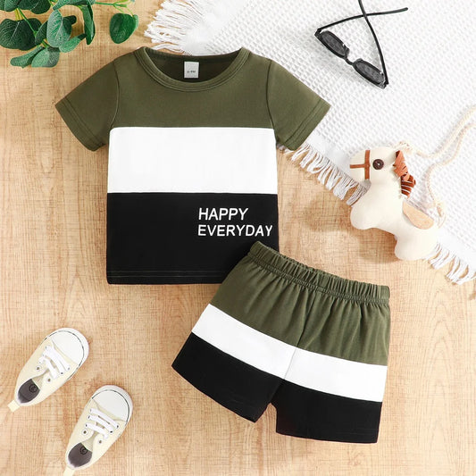 "HAPPY EVERYDAY" Short Sleeve Tshirt and Shorts Summer Outfit