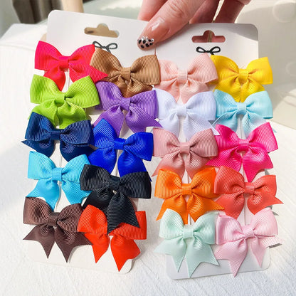 Cute Solid Ribbon Bowknot 10Pcs/Set Hair Clips