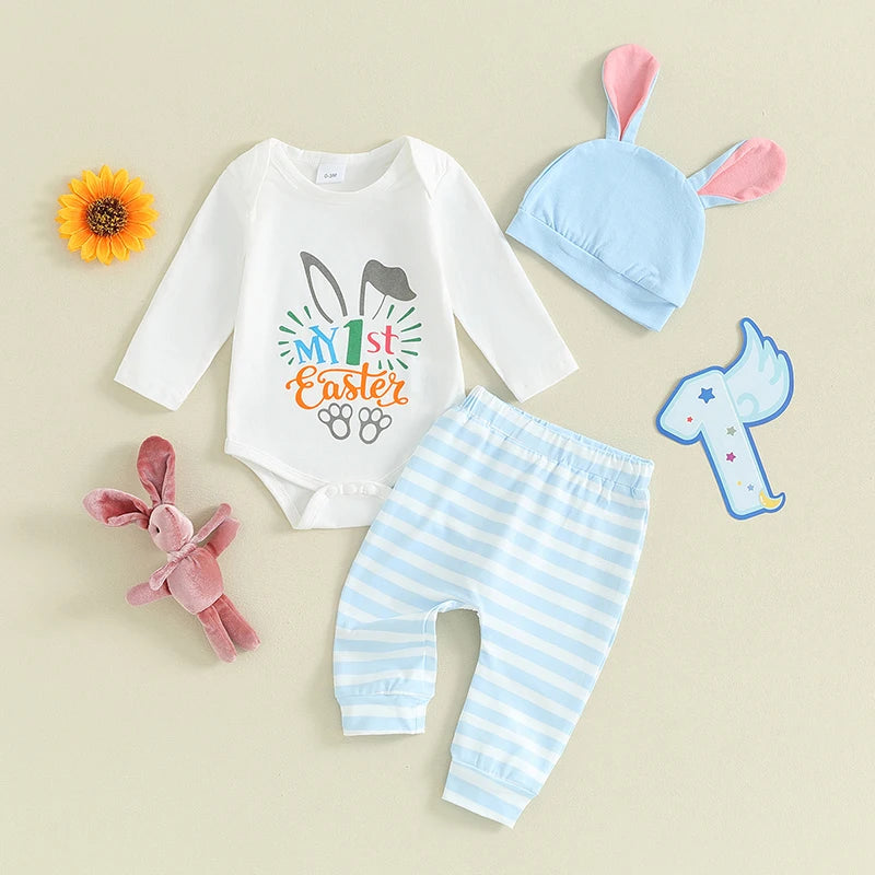 Long Sleeve Romper Bunny Bodysuit and Pants with a Hat