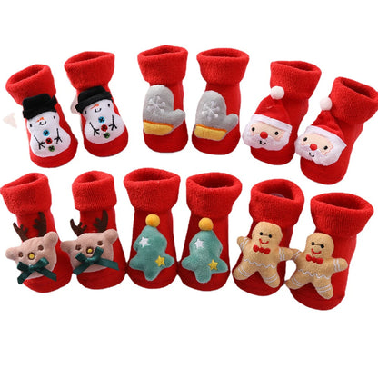 Baby Stuff Toddler Socks Boy Girl Autumn Winter Newborn Warm Cotton Sock Cartoon Animal Red Christmas Socks Infant Clothing 0-1y