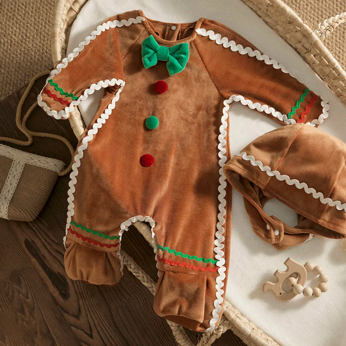 Newborn Baby Gingerbread Man Christmas Baby Romper