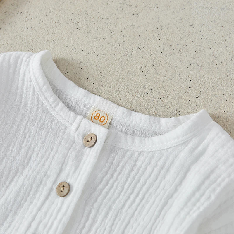 Suefunskry Toddler Boys Spring Fall 2Pcs Outfit Long Sleeve Single-breasted O-Neck Tops and Solid Color Pants Casual Set 6Months