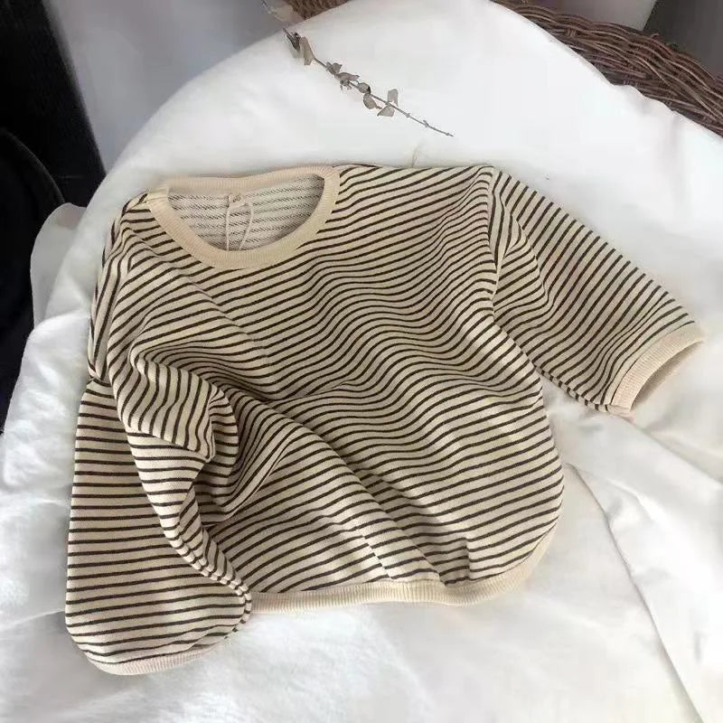 Cotton Children's Clothing Long Sleeve T-shirts Striped