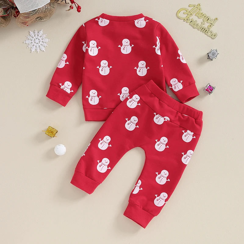 Toddler Kids Snowman Print Christmas Sets