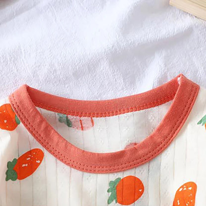 Summer Kids Cotton Long Sleeve and Pants Pajamas Set Soft Breathable Baby Sleepwear Cartoon Bear AC Room Wear Boys Girls Clothes