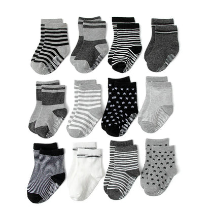 12 Pairs Cotton Non Slip Socks