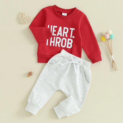 Toddler Valentines Day Outfit “heart throb” sweatshirt